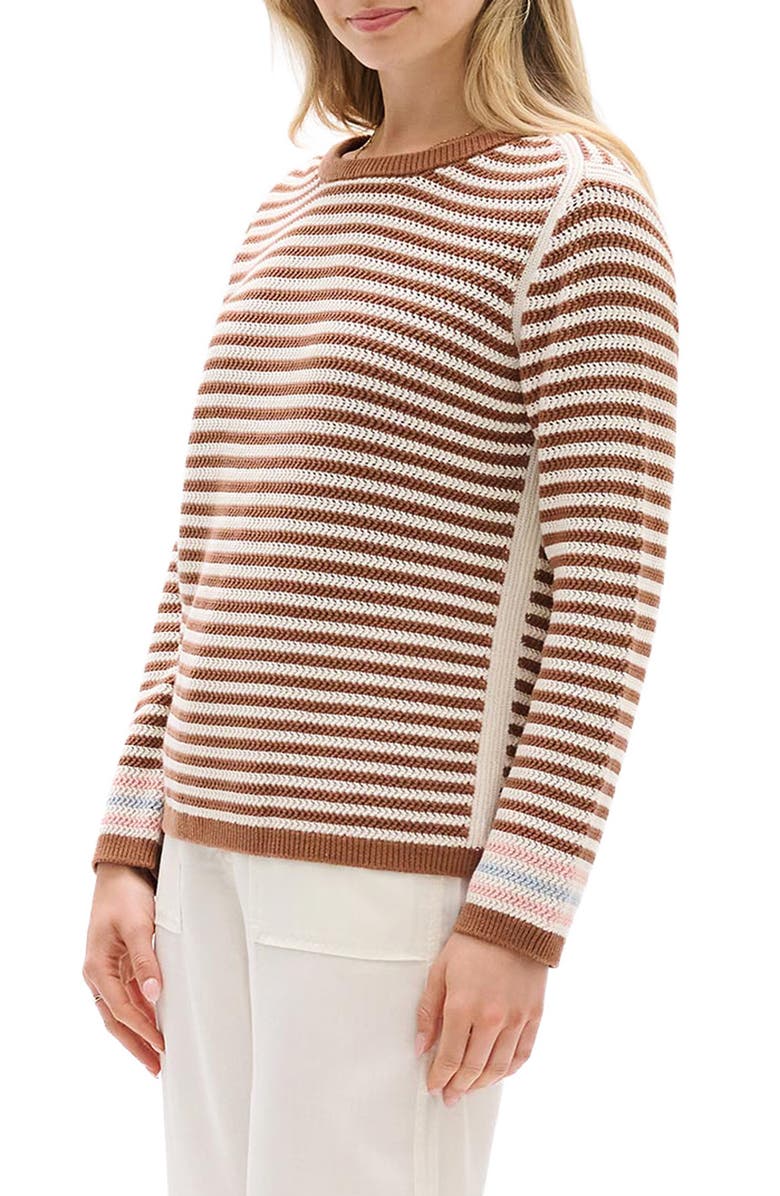 Hatley Stripe Pointelle Cotton Sweater, Alternate, color, Brown