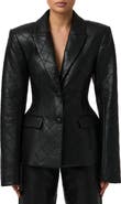 Naked Wardrobe Stitched Faux Leather Blazer