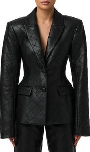 Naked Wardrobe Stitched Faux Leather Blazer