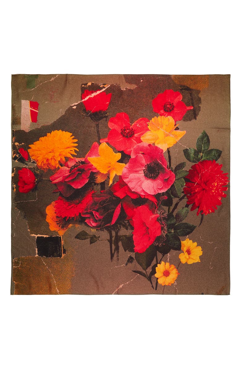 Tory Burch Photo Flowers Silk Scarf, Main, color,