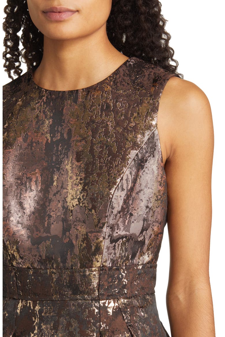 Jacquard Fit & Flare Dress, Alternate, color, BROWN