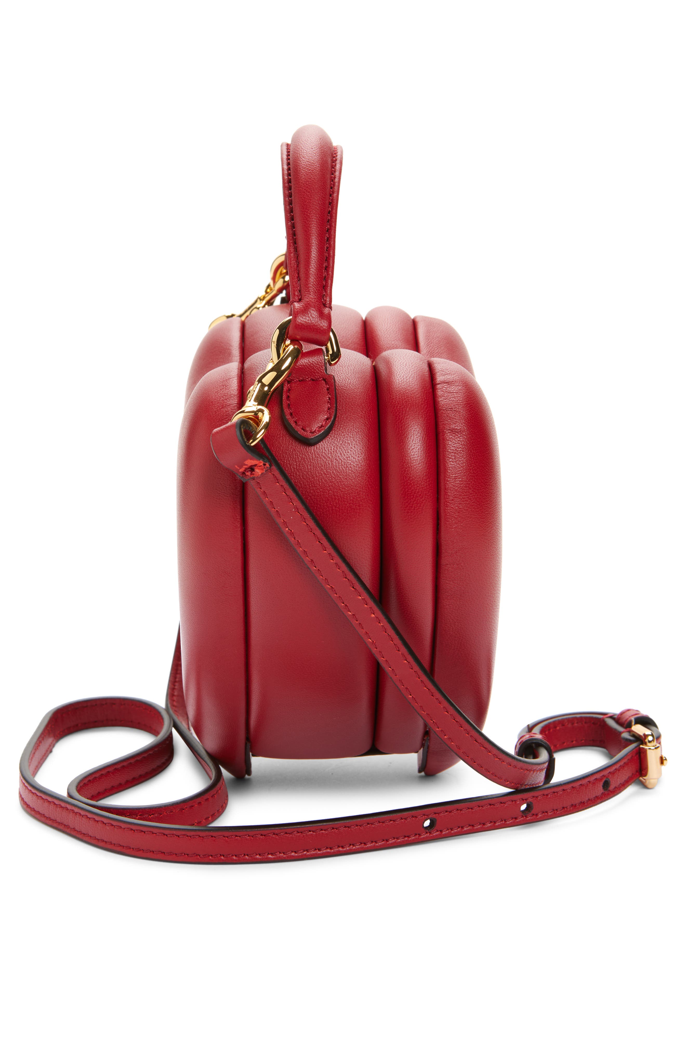 Moschino Love Me Leather Crossbody Bag, Alternate, color, Red