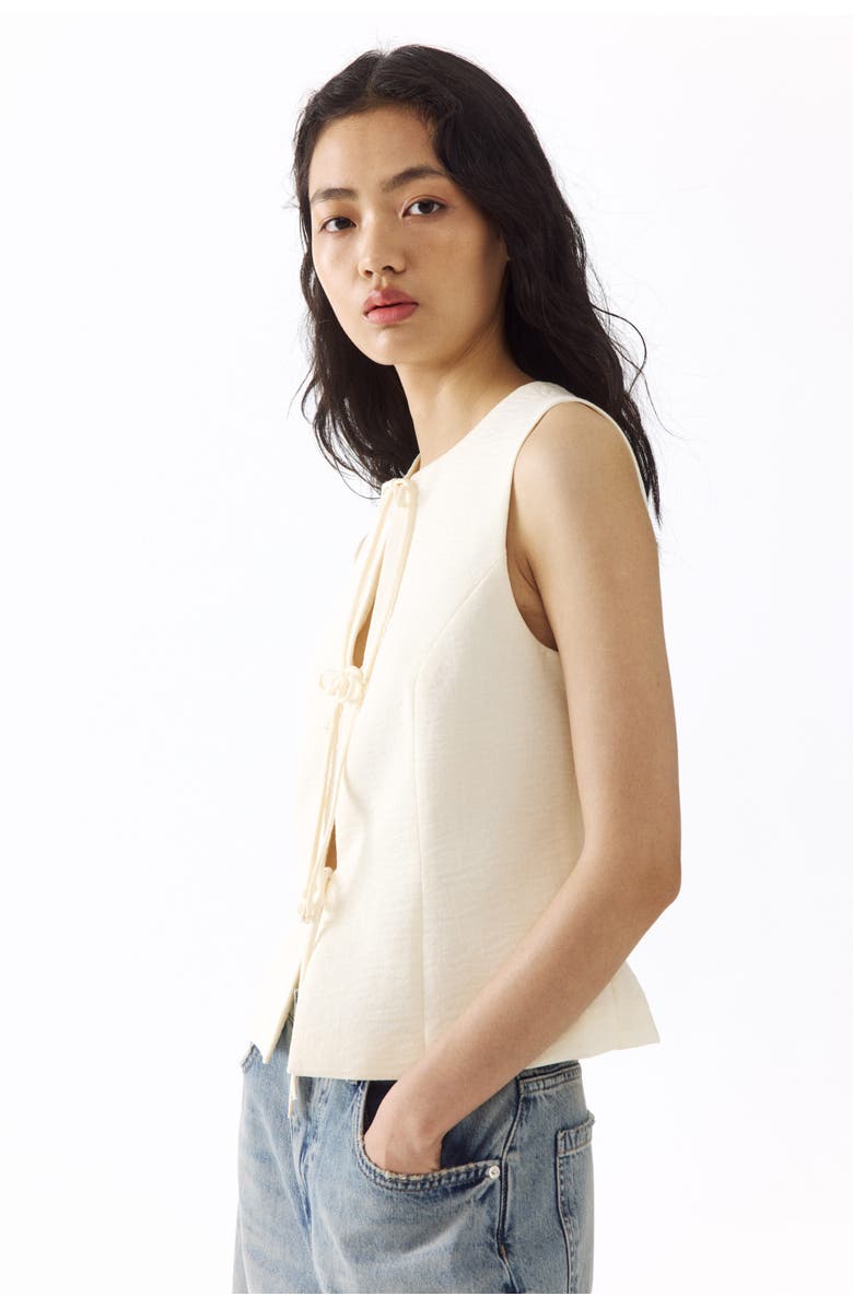H&M Tie-detail Waistcoat, Alternate, color, Cream