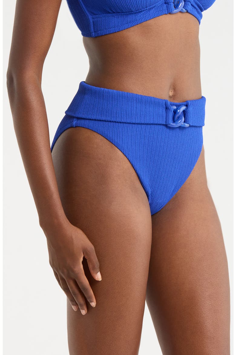 Rib High Waist Bikini Bottoms, Alternate, color, LUMINOUS BLUE