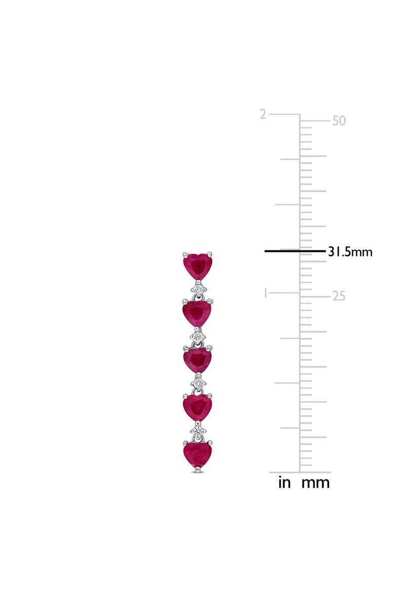 Ruby & Diamond Heart Drop Earrings 14K, Alternate, color, Ruby