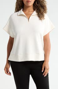 Bernardo Half Zip Short Sleeve Scuba Top