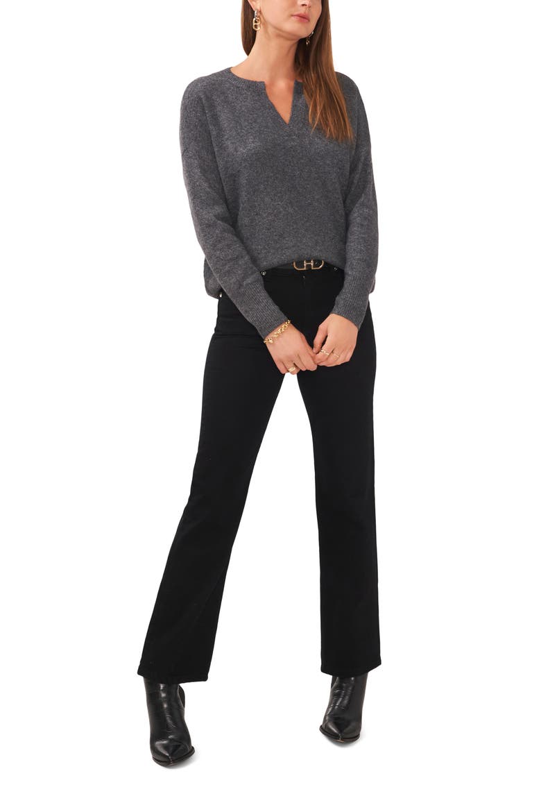 Drop Shoulder V-Neck Sweater, Alternate, color, MED HTHRGREY