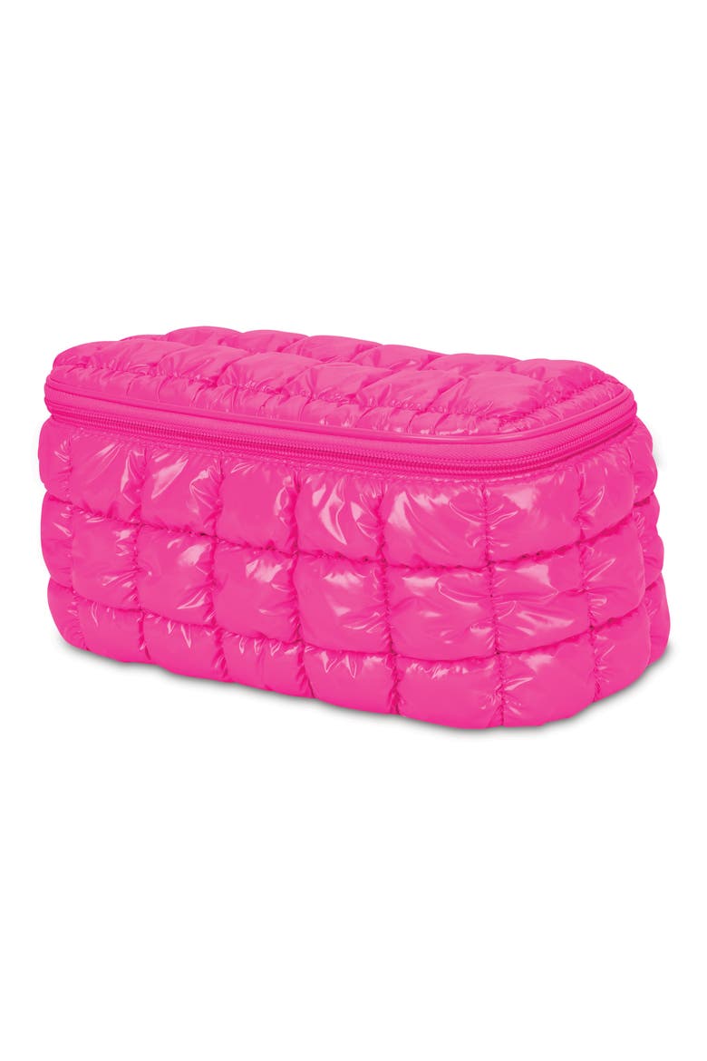 Kids' Shiny Puffer Cosmetics Case, Alternate, color, PINK