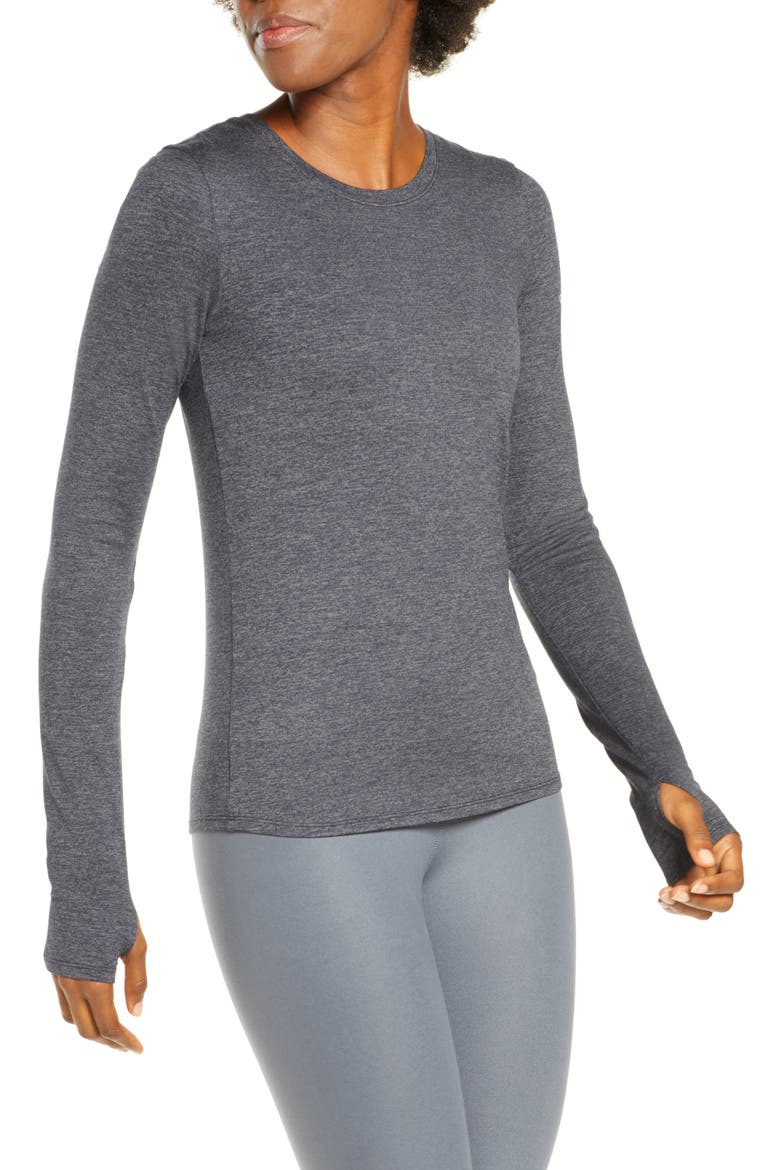 Finesse Long Sleeve Top, Main, color, DARK HEATHER GREY