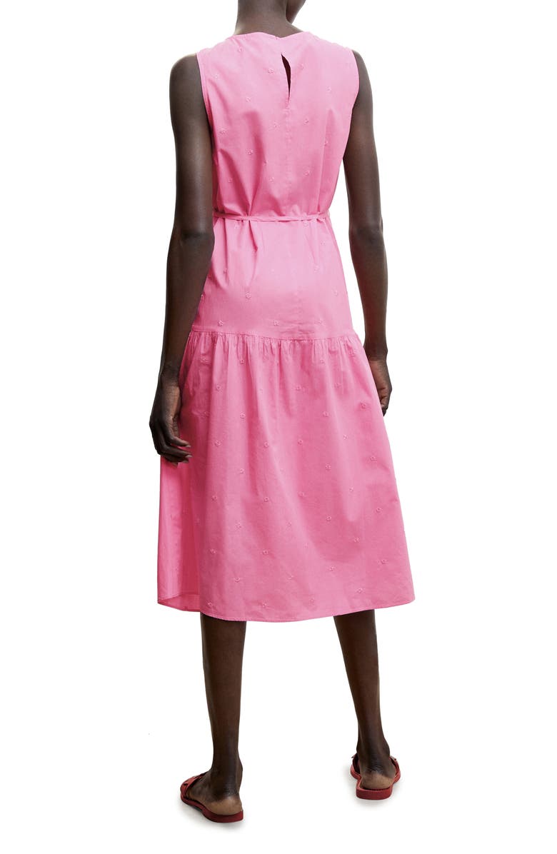 MANGO Floral Embroidered Tiered Cotton Dress, Alternate, color, Pink