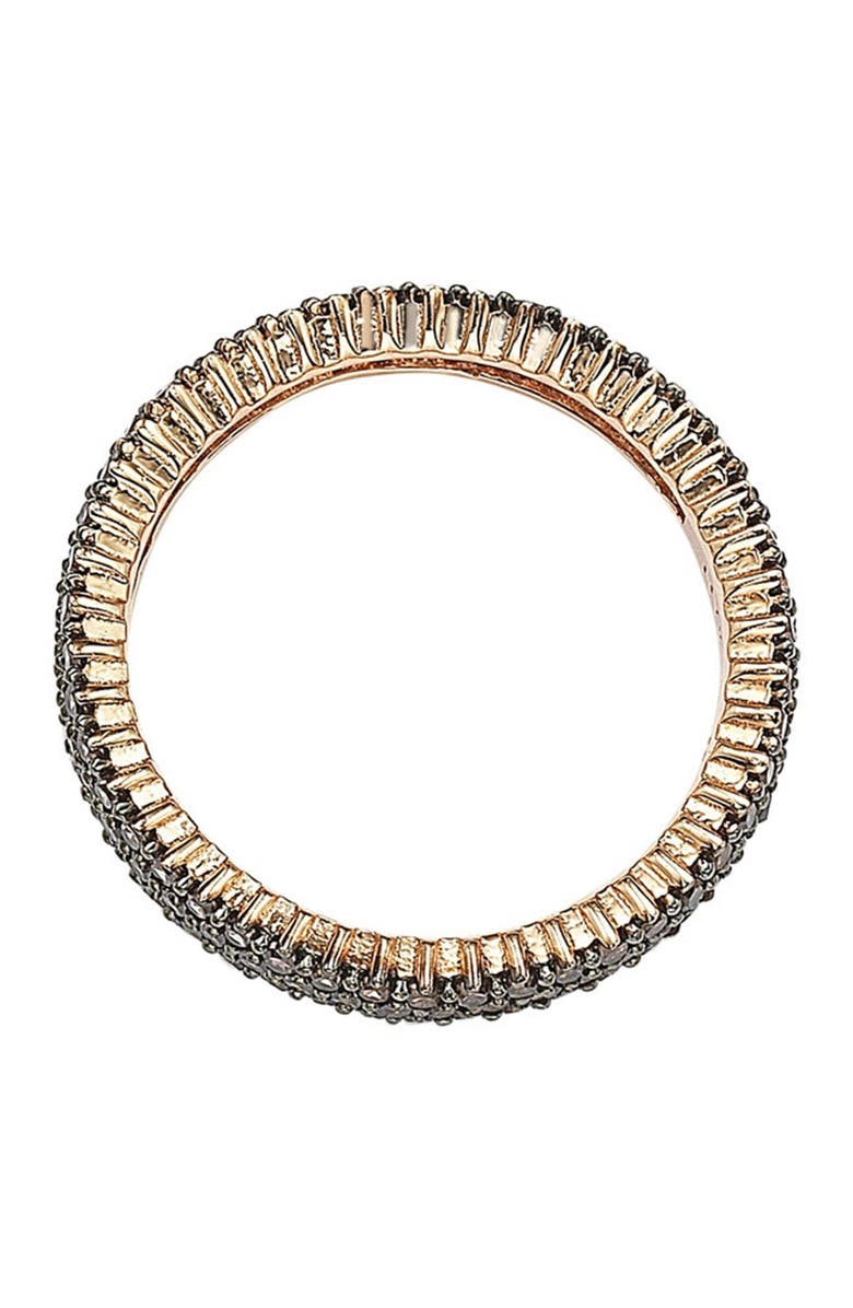 SUZY LEVIAN 14K Rose Gold Plated Micro-Pave Brown CZ Eternity Band Ring, Alternate, color, Brown