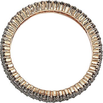14K Rose Gold Plated Micro-Pave Brown CZ Eternity Band Ring