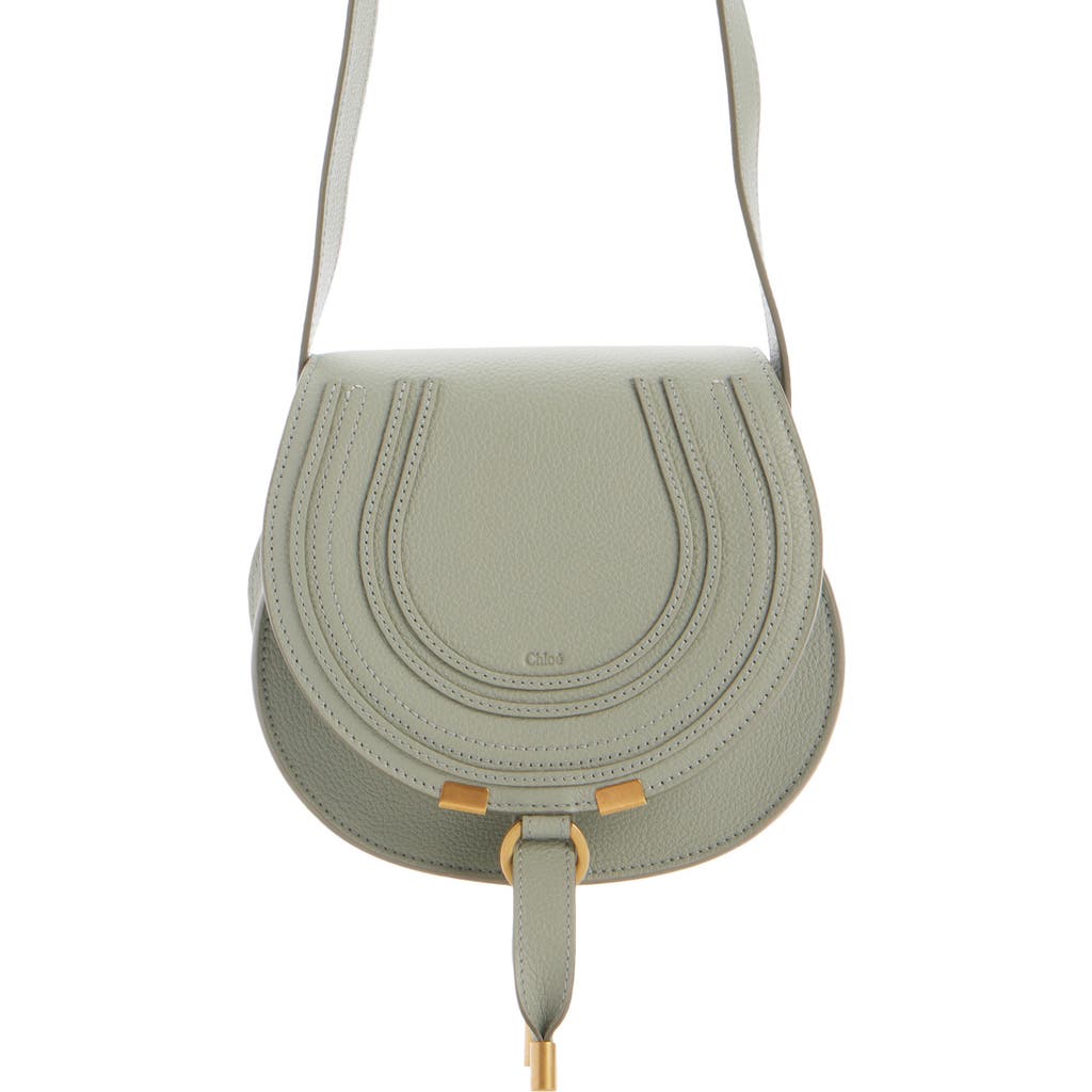 Chloé Small Marcie Leather Crossbody Bag In 38y Sea Grass