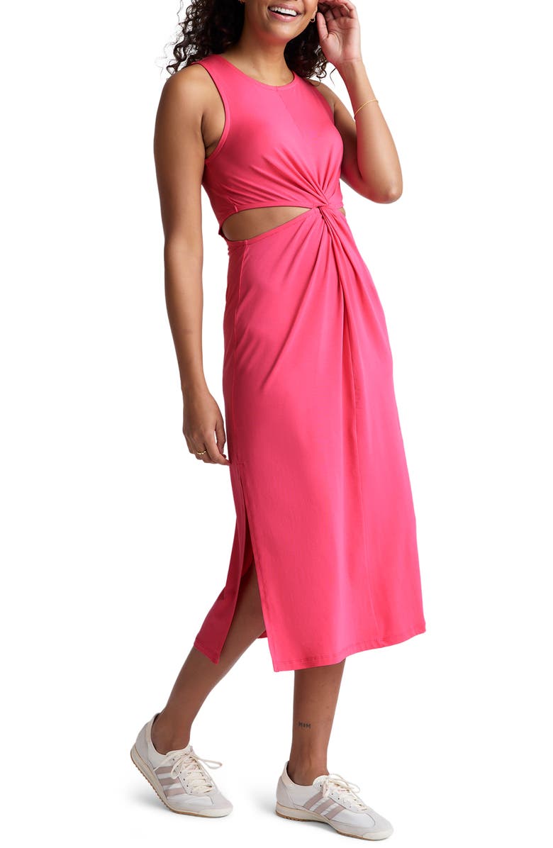 Beyond Yoga Around the World Front Twist Midi Dress, Alternate, color, Carnation Pink