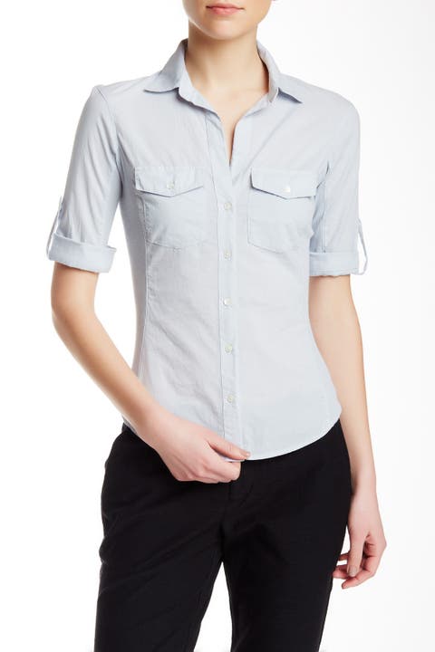 Three-Quarter Sleeve Button-Up Shirt