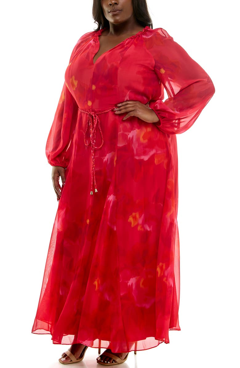 Taylor Dresses Long Sleeve Maxi Dress, Alternate, color, 