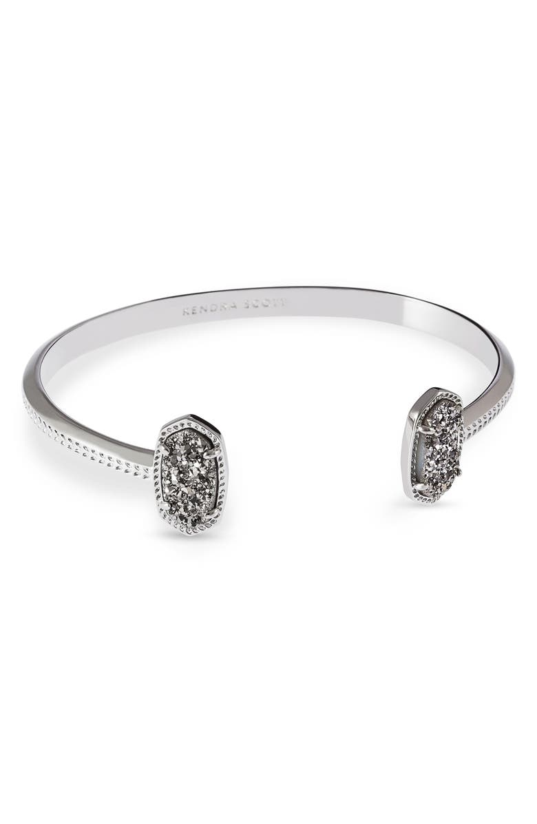Kendra Scott Elton Station Cuff Bracelet, Alternate, color, Platinum Drusy/ Silver