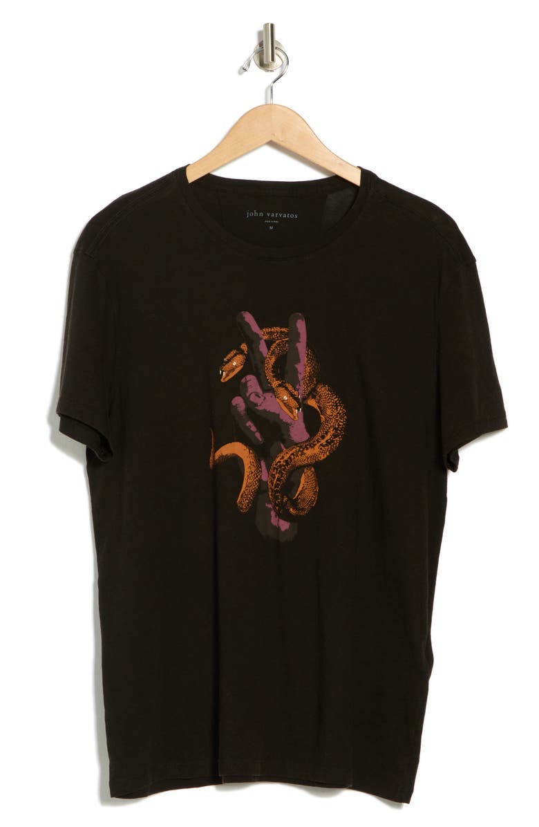 John Varvatos Peace Snake Organic Cotton Graphic T-Shirt, Alternate, color, Black