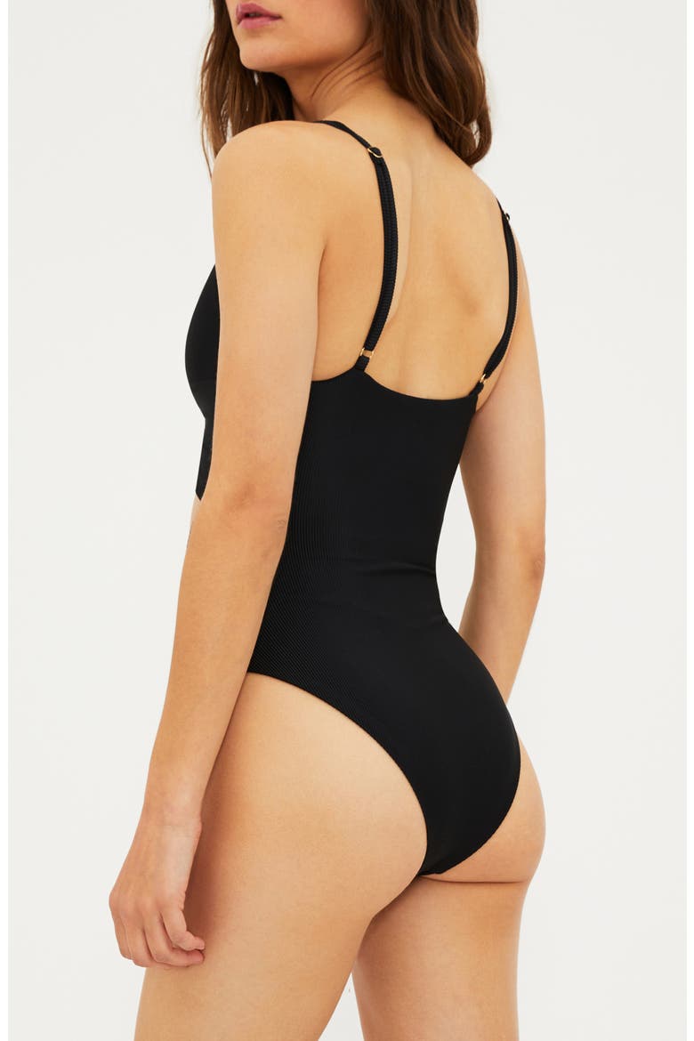 Annalisa Textured One-Piece Swimsuit, Alternate, color, BLACK
