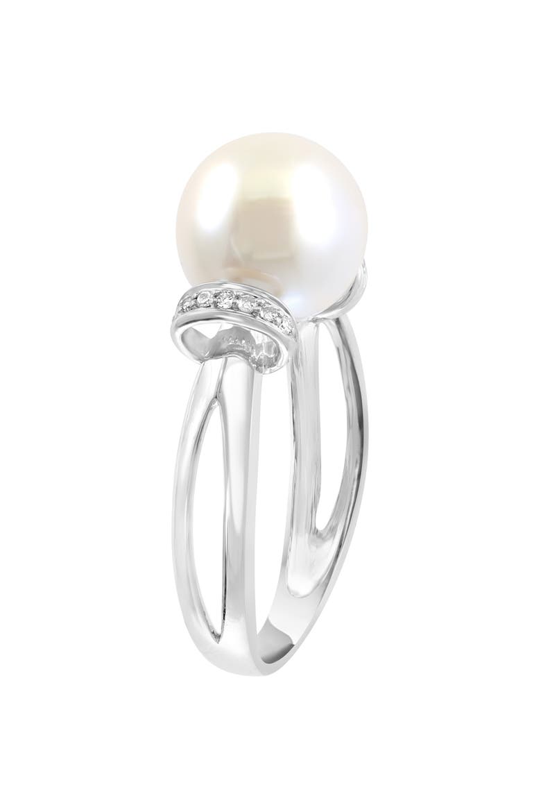 Diamond & Cultured Pearl Ring, Alternate, color, WHITE