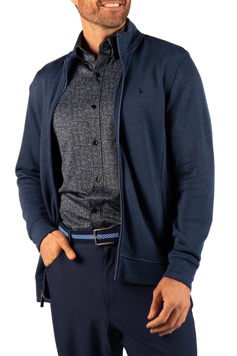 French Rib Full Zip Sweater, Alternate, color, NAVY