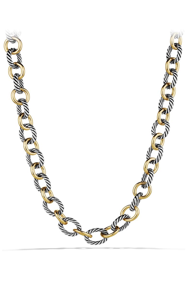 Oval Link Chain Necklace in Sterling Silver with 18K Gold, 16mm, Main, color, TWO TONE