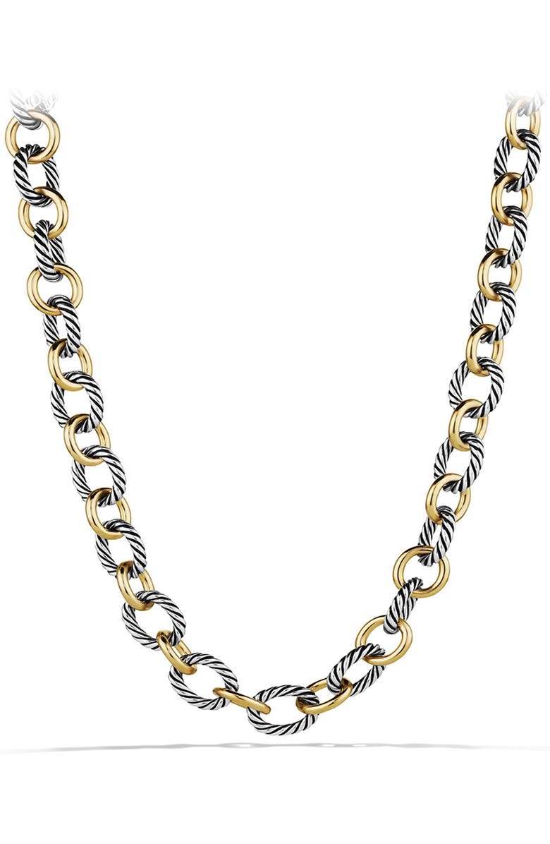 David Yurman Oval Link Chain Necklace in Sterling Silver with 18K Gold, 16mm, Main, color, 