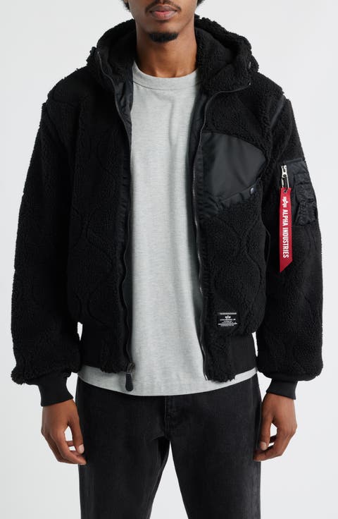 Quilted Fleece Hooded Flight Jacket