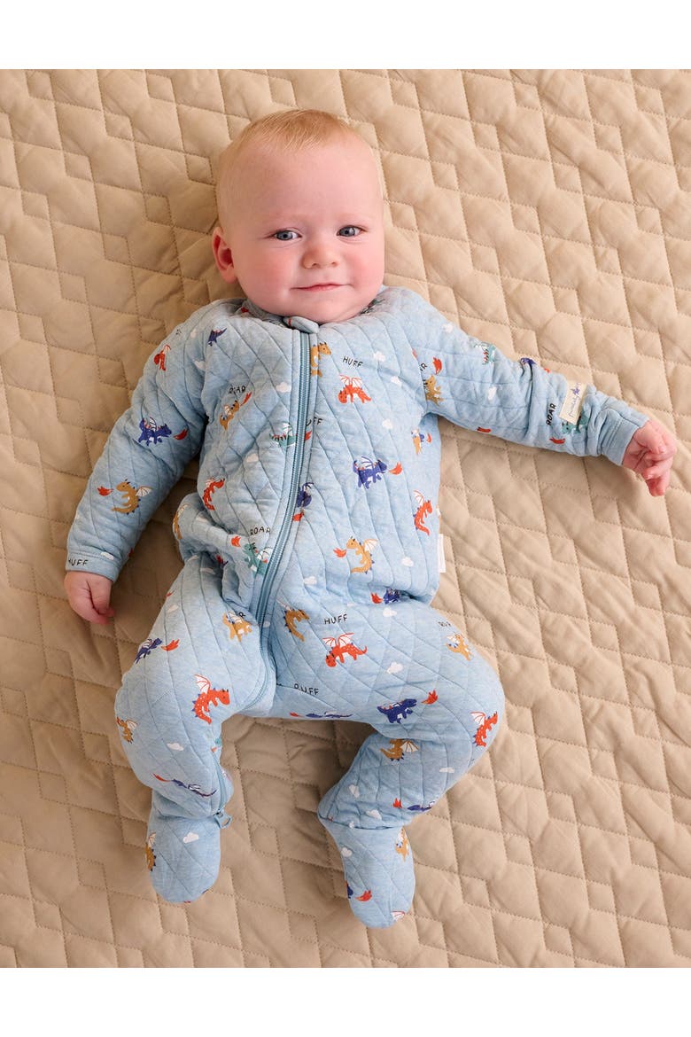 Baby Boy's Quilted Footie, Alternate, color, Dragon Print