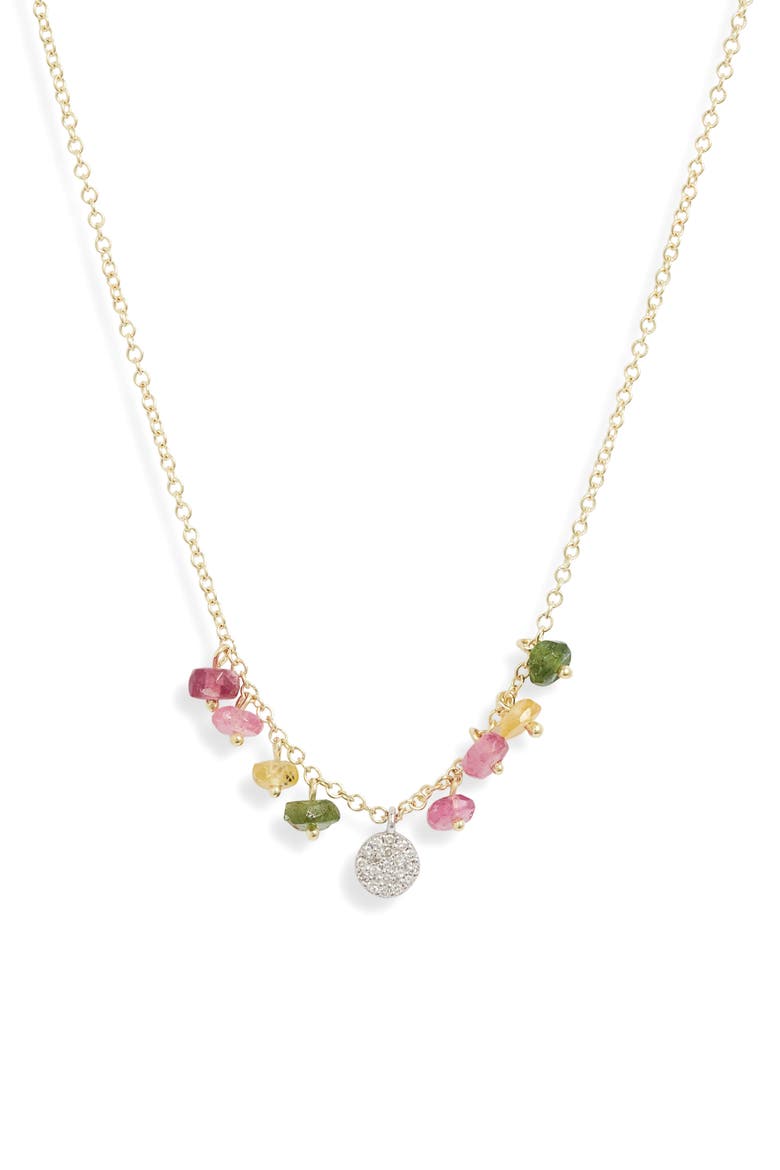 Semiprecious Stone & Diamond Shaker Necklace, Main, color, YELLOW/ WHITE GOLD