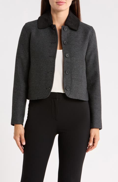 Corduroy Collar Crop Jacket