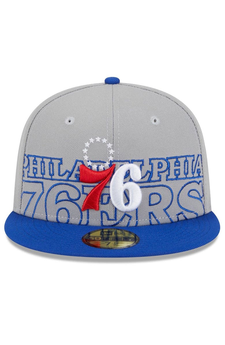 New Era Men's New Era  Gray/Royal Philadelphia 76ers 2023 NBA Draft Two-Tone 59FIFTY Fitted Hat, Alternate, color, Gray
