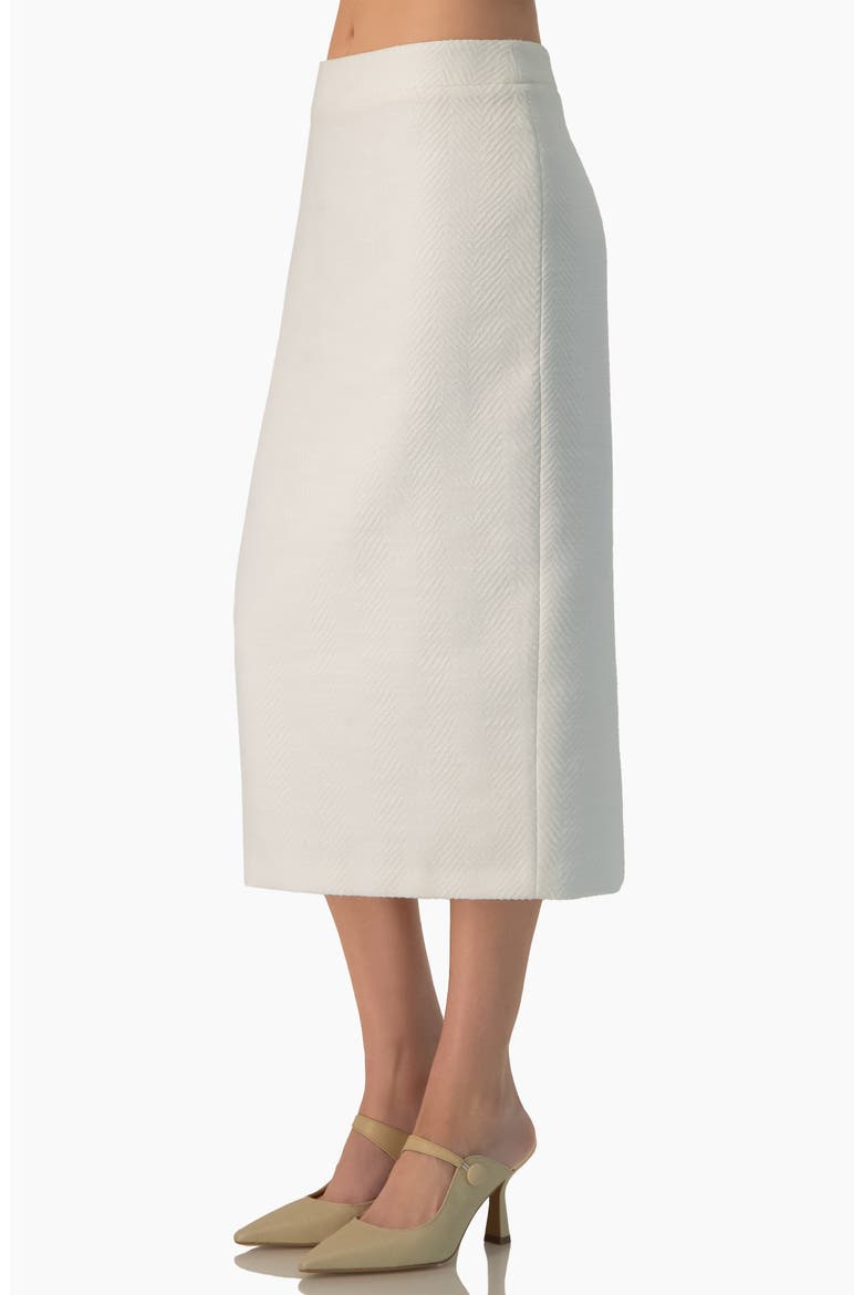 Sleek High-Waist Fitted Midi Skirt, Alternate, color, White