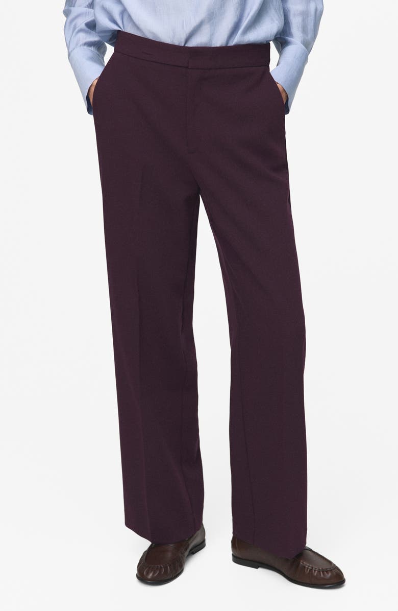 MANGO High Waist Straight Leg Pants, Main, color, Plum
