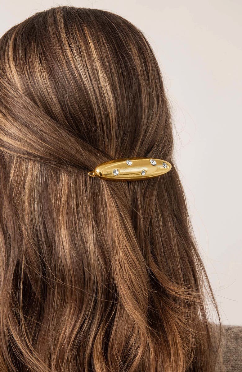 Ettika Crystal Studded Oblong Barrette, Alternate, color, Gold