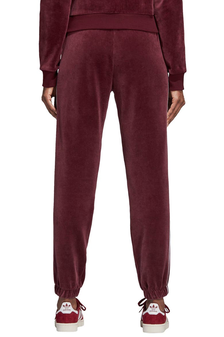 adidas Velour Track Pants, Alternate, color, MAROON