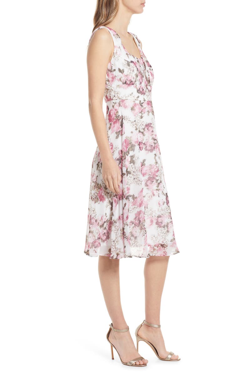 Connected Apparel Pleated Bodice Chiffon Dress, Alternate, color,