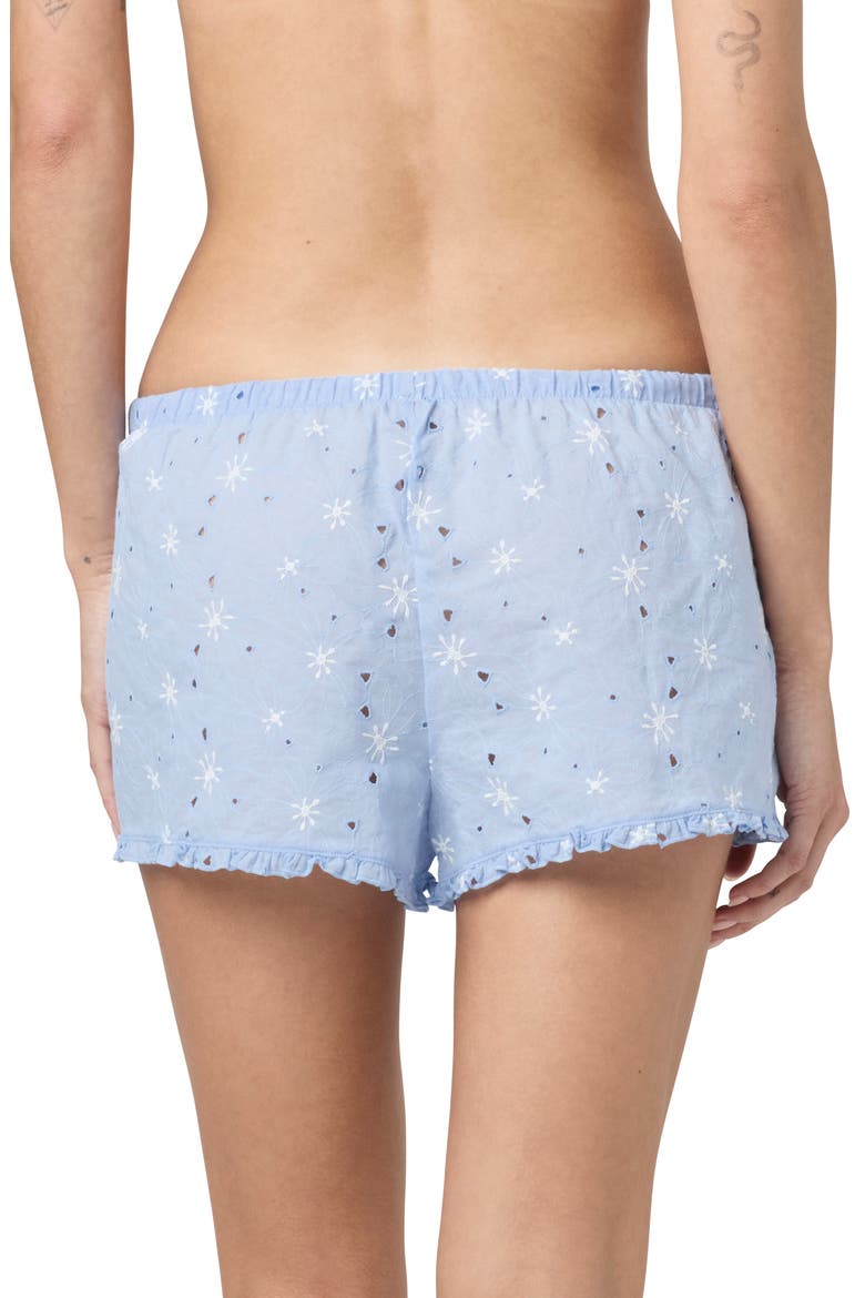 Eyelet Tie Waist Organic Cotton Shorts, Alternate, color, BLUE/ JET STEAM