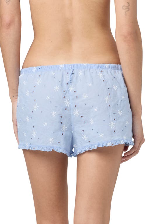 Florence By Mills Eyelet Tie Waist Organic Cotton Shorts In Blue/jet Steam