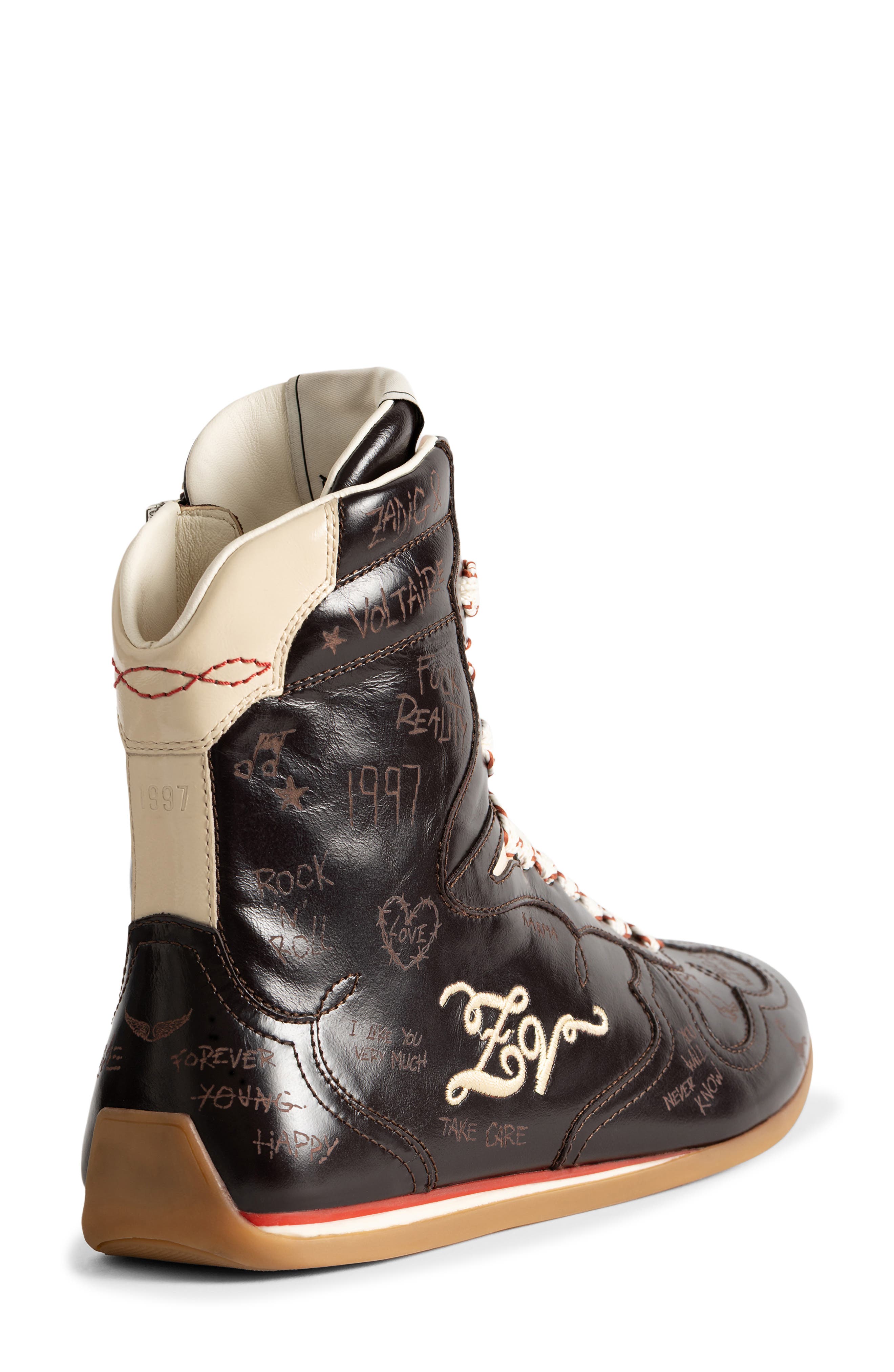 ZV Dance Leather High Top Sneaker, Alternate, color, BROWNIE