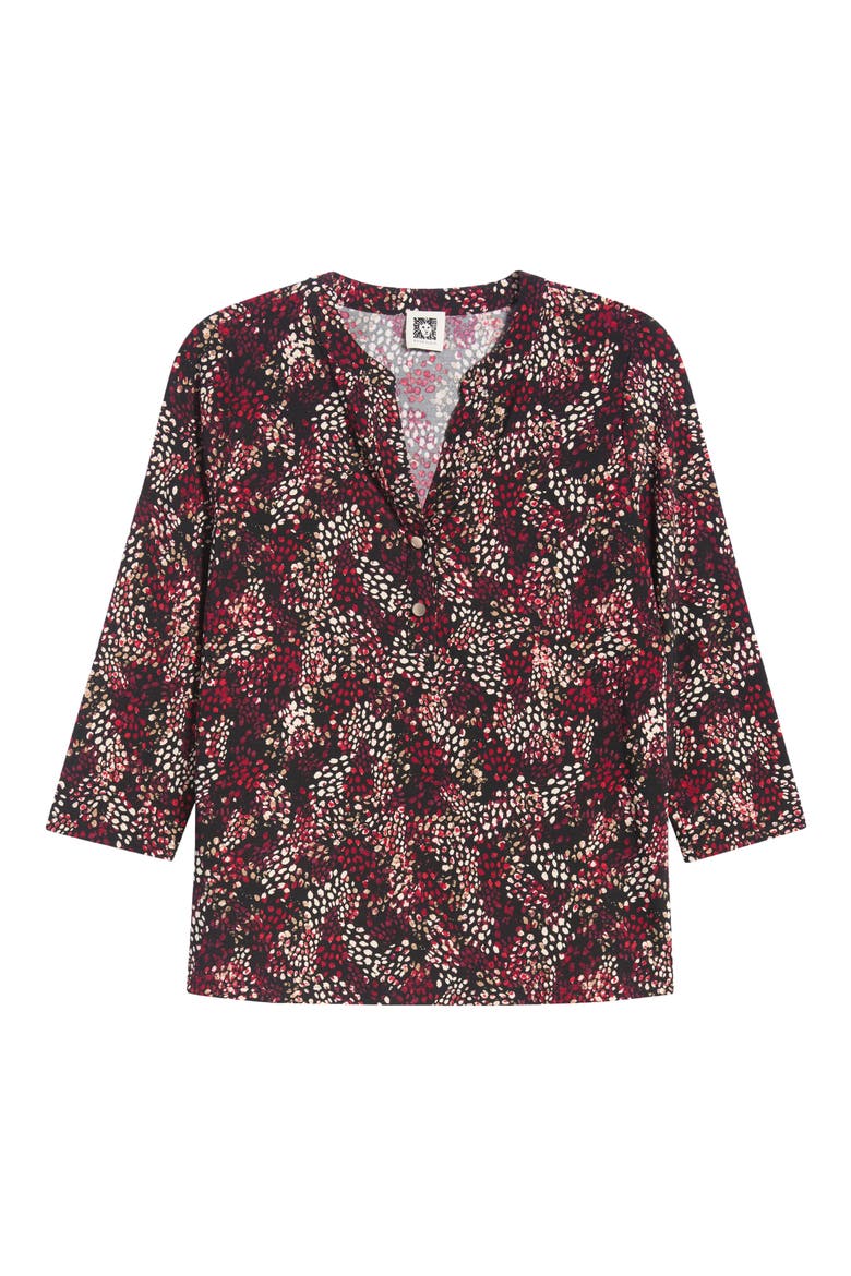 Printed Henley Knit Top, Alternate, color, ANNE BLACK MULTI