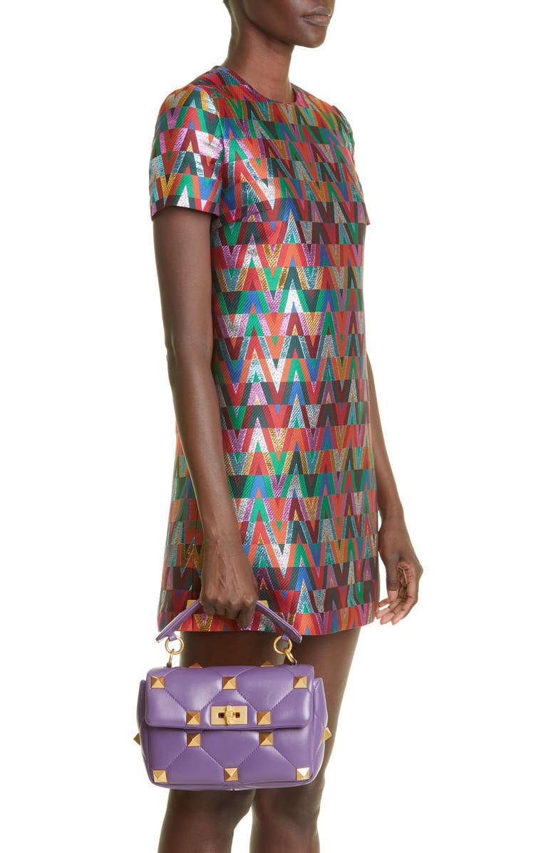 Valentino Garavani Medium Roman Stud Matelassé Leather Shoulder Bag, Alternate, color,