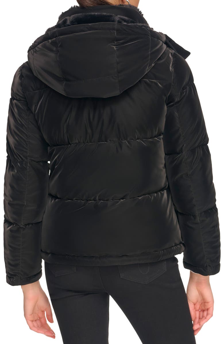 Calvin Klein Faux Fur Lined Hooded Puffer Jacket, Alternate, color, 