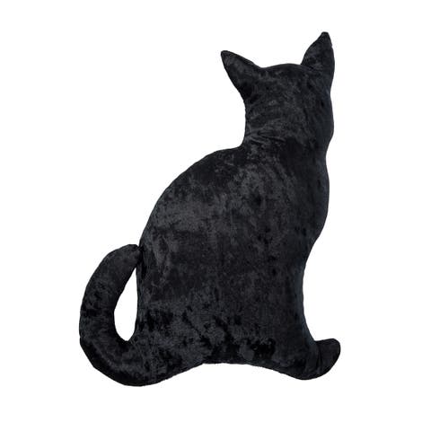 Black Cat Shaped Halloween Small Accent Pillow 12.5" x 16.5"
