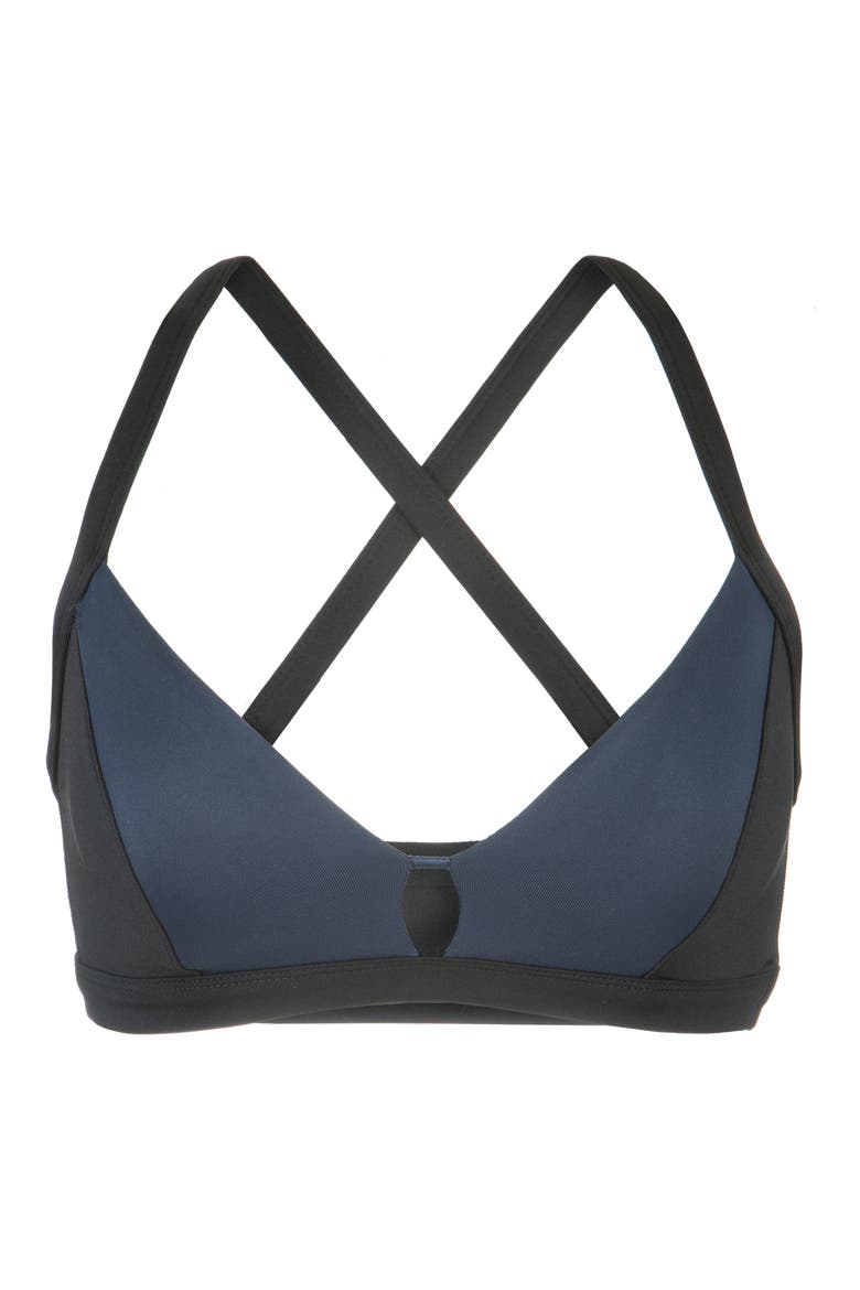 The Active Cross Back Sports Bralette, Alternate, color, JET BLACK AND LIVELY NAVY