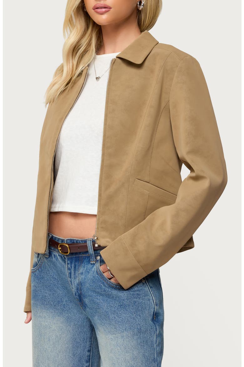 Cozette Faux Leather Jacket, Alternate, color, TAN