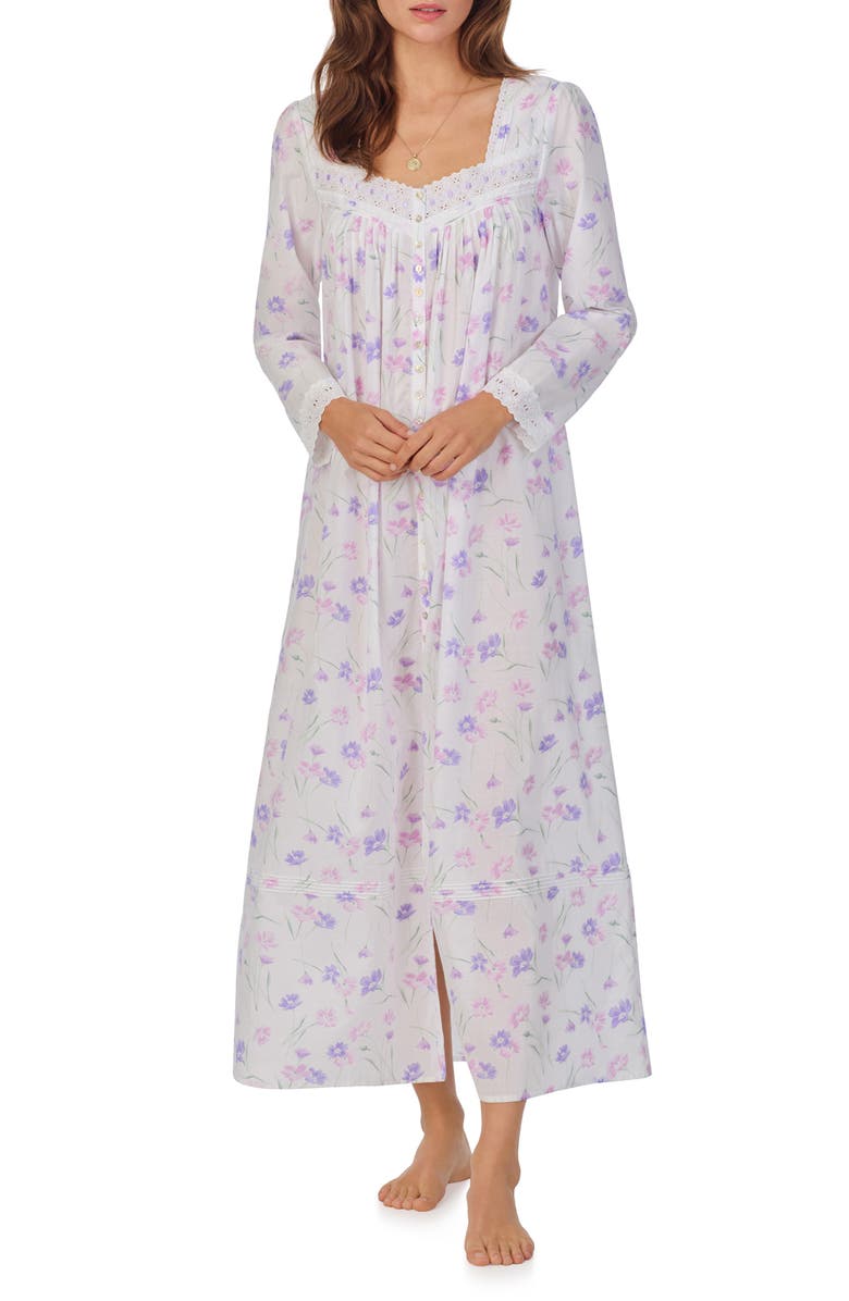 Eileen West Long Sleeve Cotton Lawn Ballet Nightgown, Main, color, 