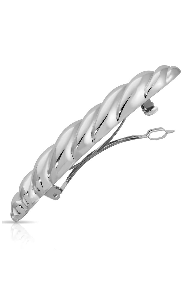 Twisted Oblong Hair Barrette, Alternate, color, SILVER