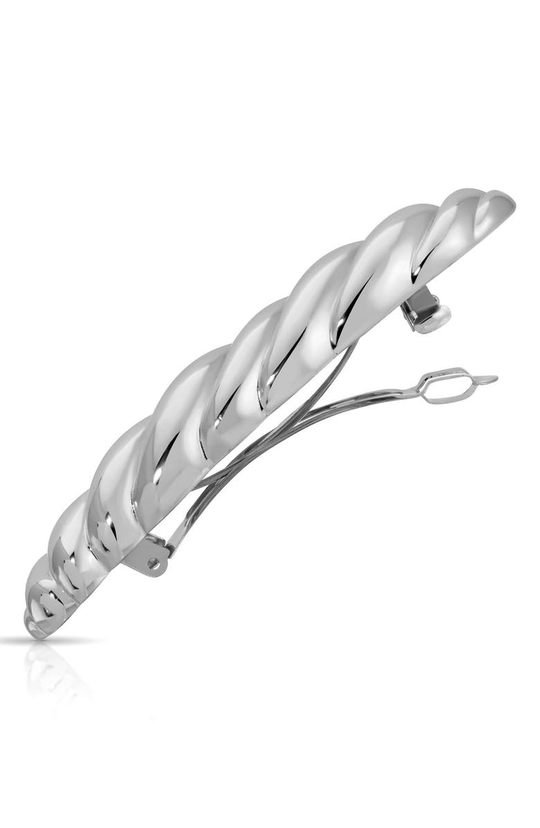 Ettika Twisted Oblong Hair Barrette, Alternate, color, Silver