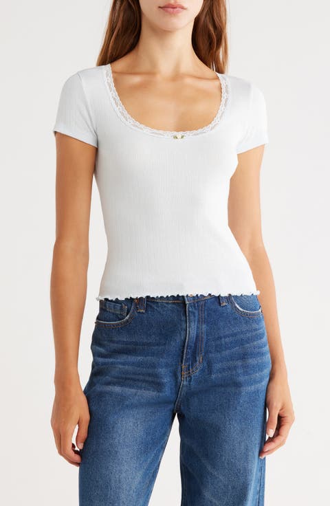 Sweet Pointelle Scoop Neck Top